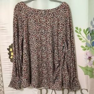 🙀3/$20 Shargano Long Sleeve Blouse Animal Print Size XL